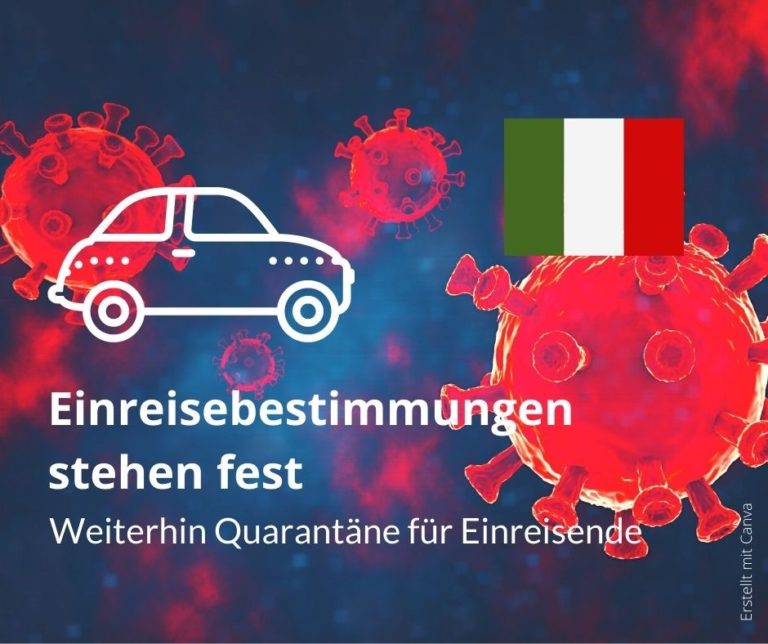 Einreise nach Italien: Quarantänepflicht verlängert