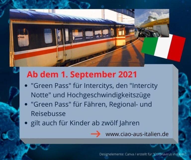 Ab 1. September 2021: Green Pass für Züge und Fähren erforderlich