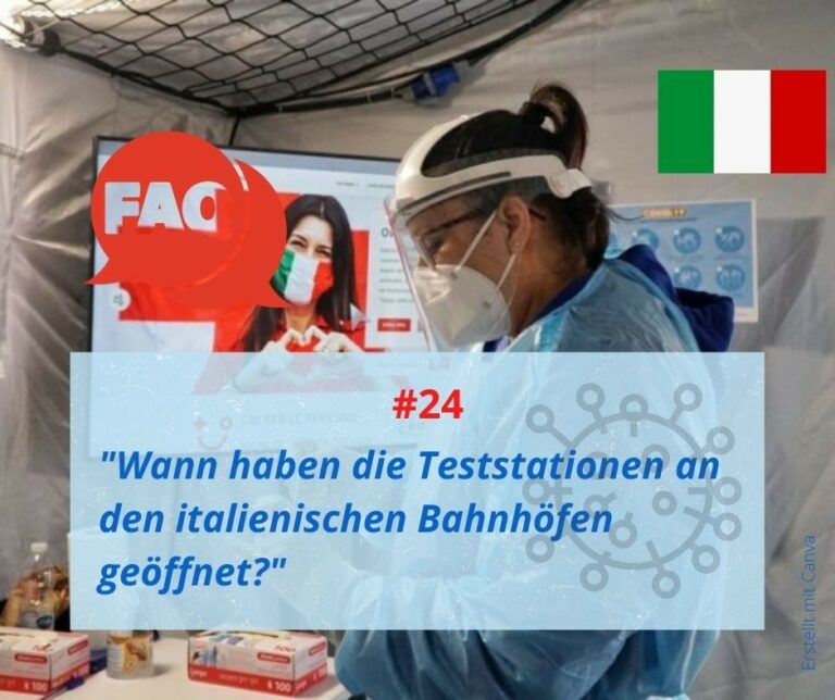 Italien: Öffnungszeiten der Teststationen an Bahnhöfen