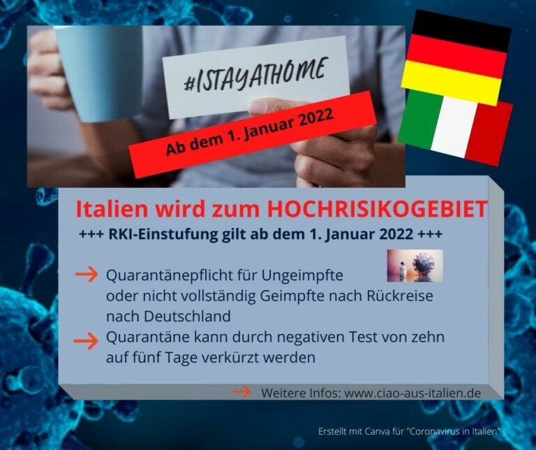 RKI erklärt Italien zum Hochrisikogebiet