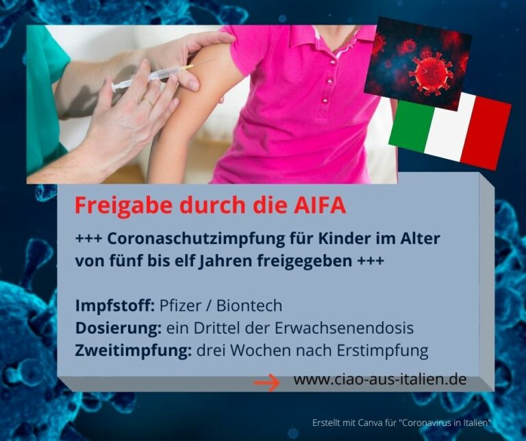 Die AIFA hat die Coronaschutzimpfung für Kinder ab fünf Jahren freigegeben.