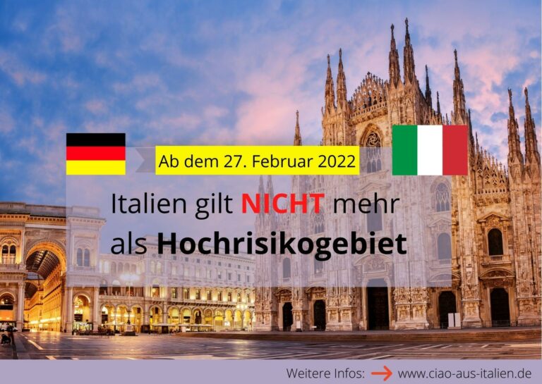 RKI: Italien ist KEIN Hochrisikogebiet mehr