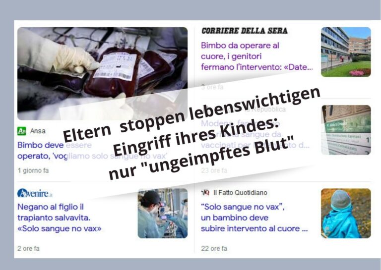 Eltern verweigern lebensnotwendigen Eingriff: nur “ungeimpftes Blut”