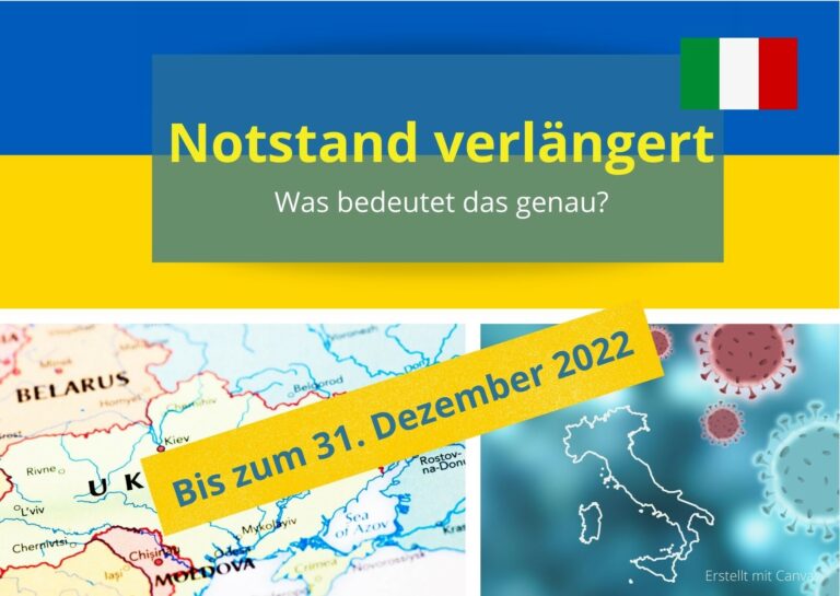 Bis zum Jahresende 2022: Notstand in Italien verlängert