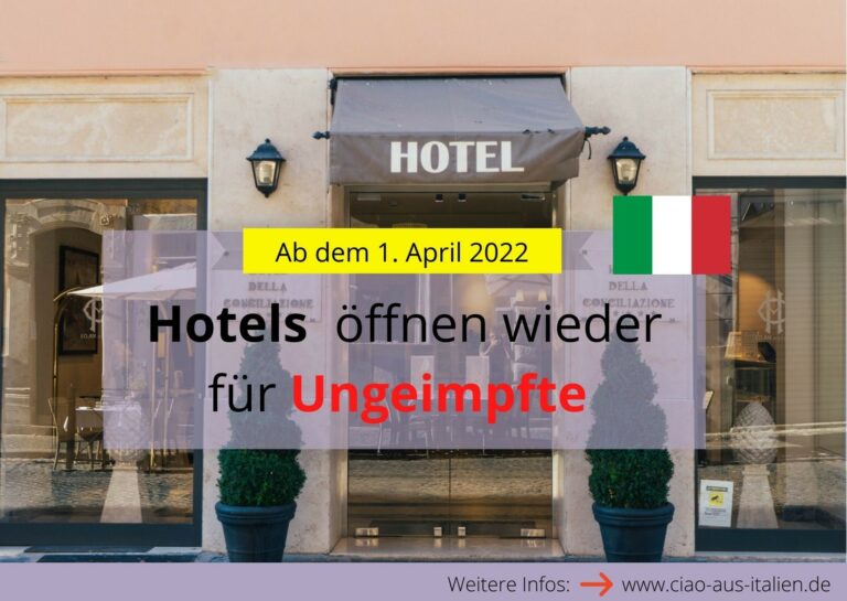 Italien: Hotels öffnen wieder für Ungeimpfte