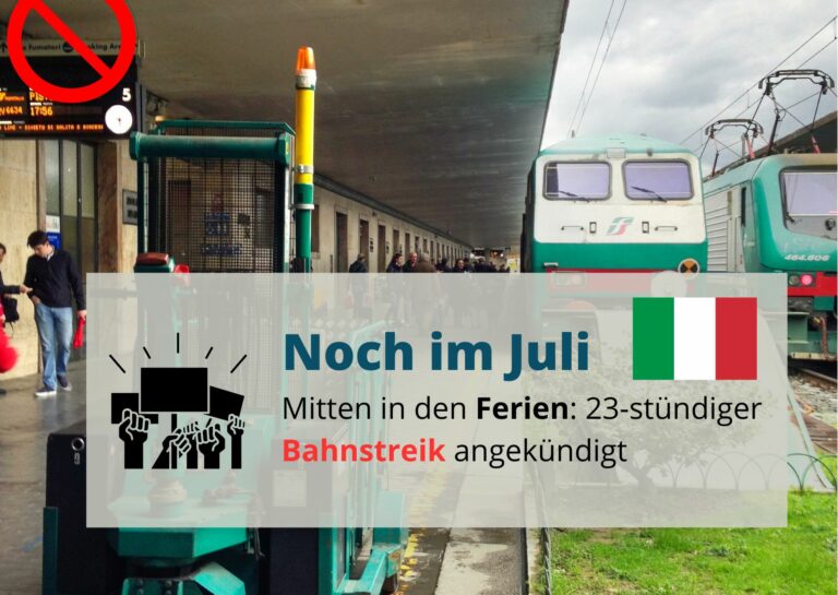 Mitten in der Urlaubszeit: Bahnstreik in Italien