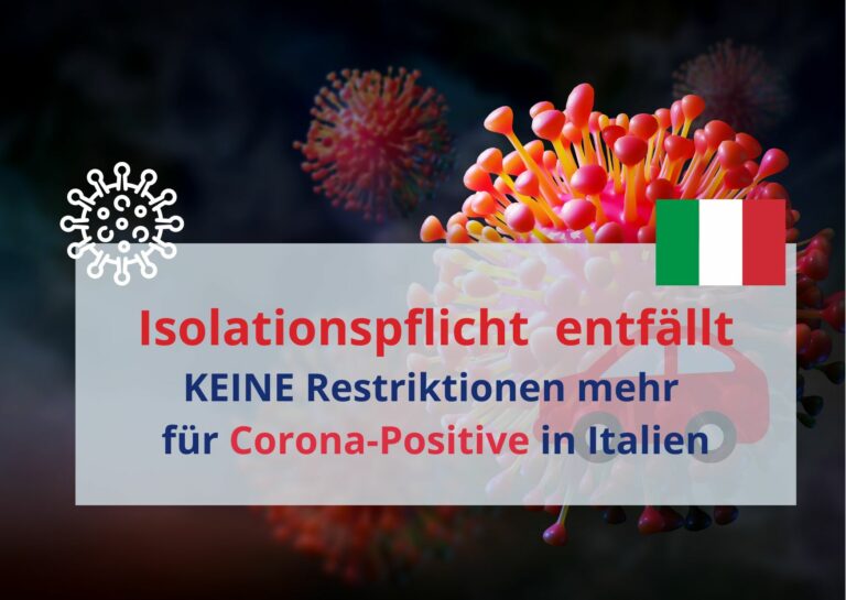 Italien: Keine Isolationspflicht mehr für Corona-Positive